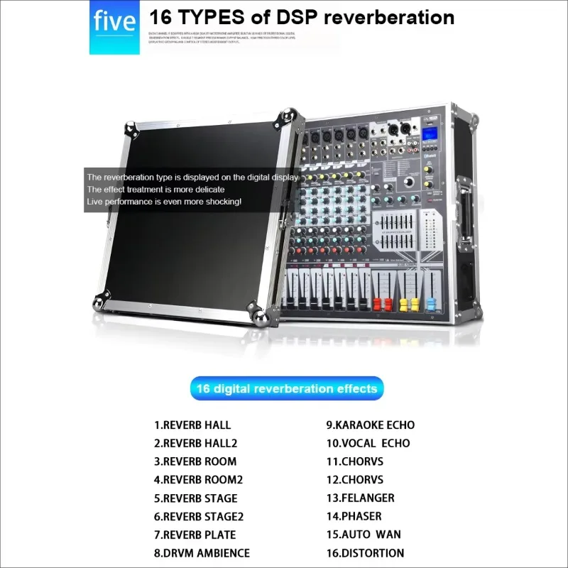 8 Ch annels Active Mixer 600W  Professional Digital Powered Mixing Console