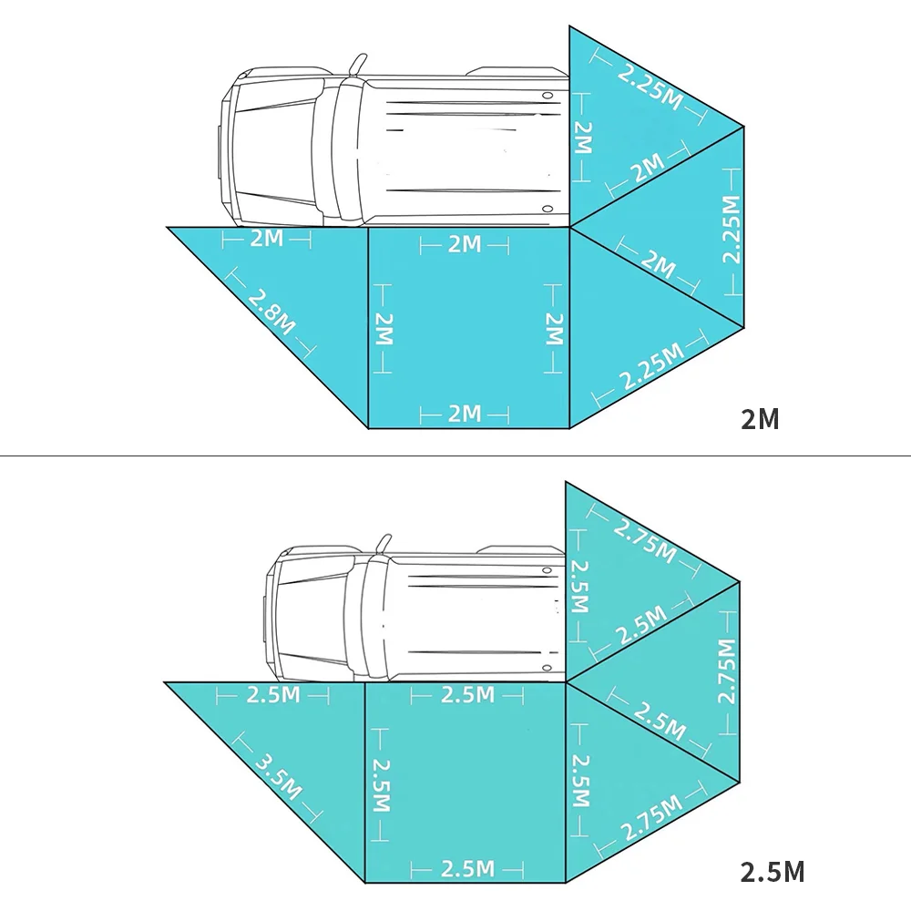 360° SUV Canopy Waterproof Oxford Fabric Car Rooftop Tent Fan-Shaped Quick-Opening Design Awnings for Outdoor Camping