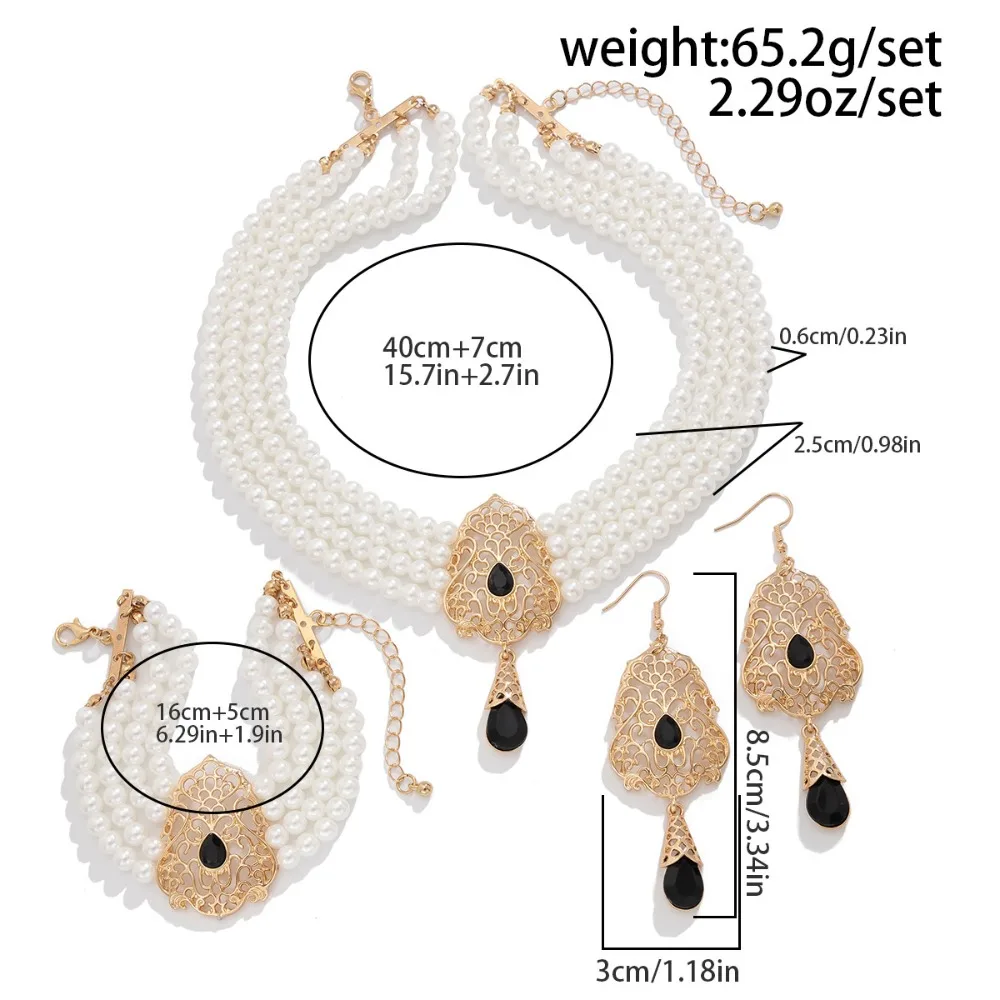 Baroque Style Bridal Tassel Drop Earrings Multilayer Shiny Necklace Earring Set Rhinestones Elegant Bridal Jewelry Set