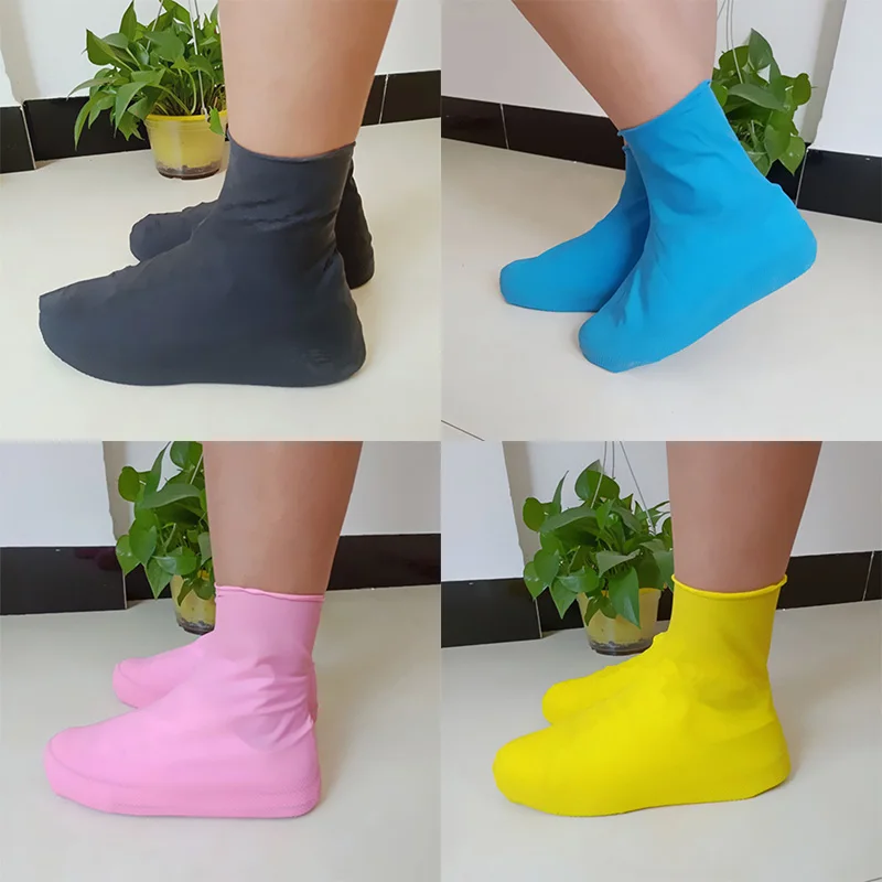 1 Pair Silicone Shoe Covers Reusable Waterproof Non-slip Outdoor Rainy Shoe Women Men Portable Comfortable Sand-proof Rainy Boot