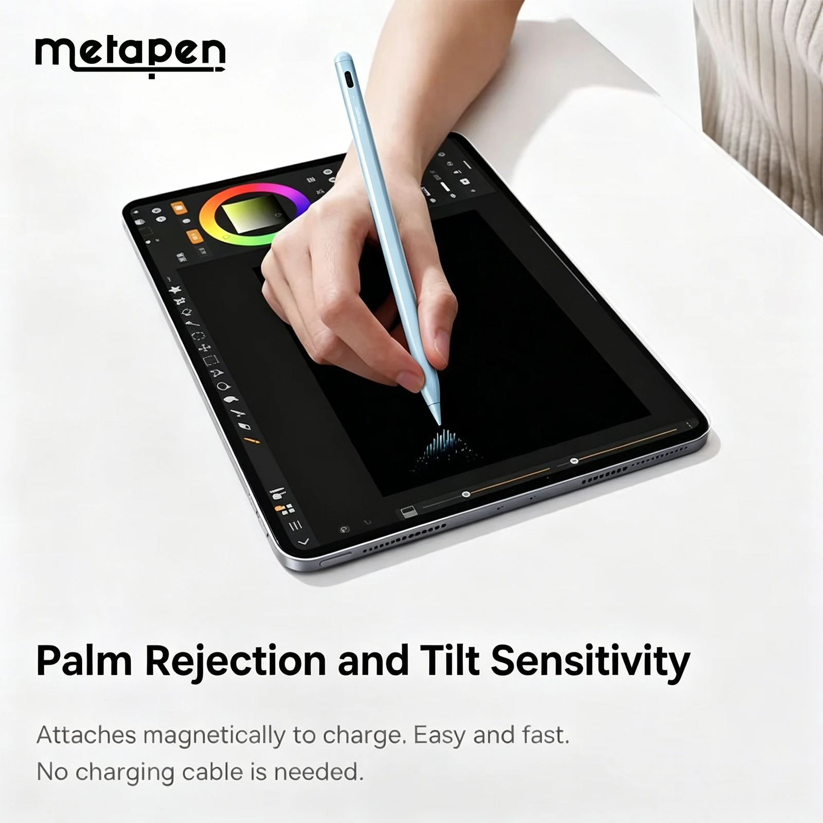 Metapen Pencil Stylus For Apple Pencil For iPad 11 A16 10/9/8/7/6th Gen Pro 12.9/11/13-inch M4, Air 3/4/5/M2/M3/M4, Mini 5/6th
