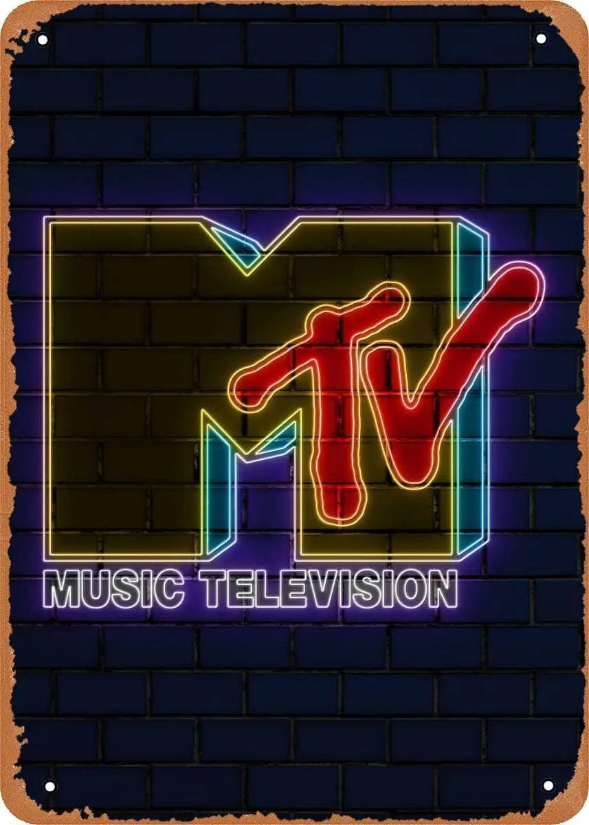 Music Neon Signs Mtv Retro Sign Plaque Poster Metal Tin Vintage Wall Decor  in-aluminum