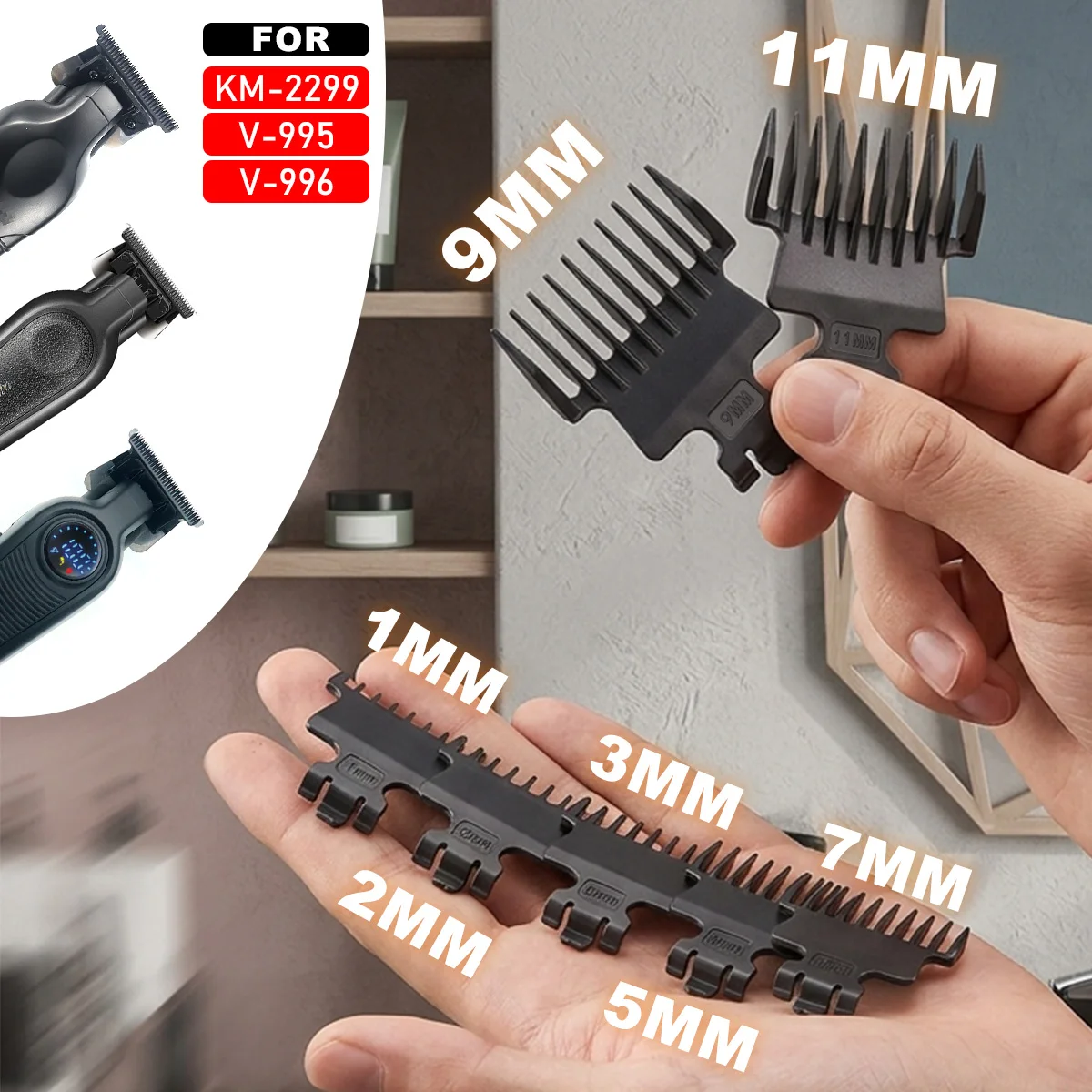 

Professional Hair Trimmer Limit Comb Guards for Kemei VGR 1 2 3 5 7 9 11mm Hairdresser Hair Cutting Guide Barber Accesories