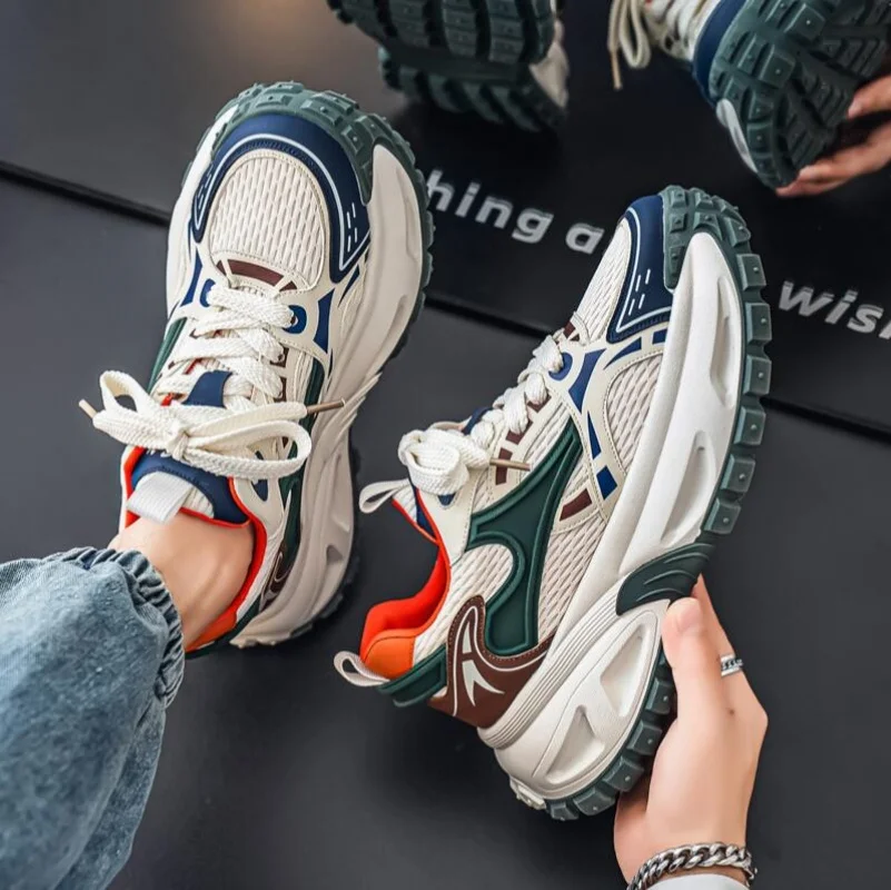 Men's Chunky Sneakers Breathable Lightweight Casual Outdoor Running Shoes Spring/Autumn Heighten Fashion Student Speed Sports