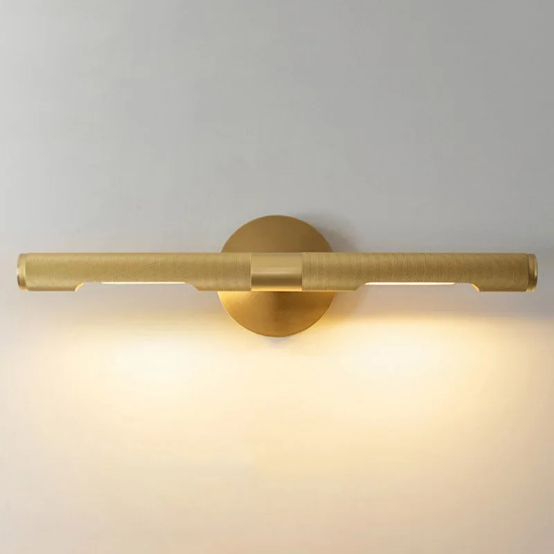 Postmodern Copper Mirror Headlight Bedroom Cabinet Dressing Table Bathroom Vanity Porch Painting Light Luxury Wall Lamp