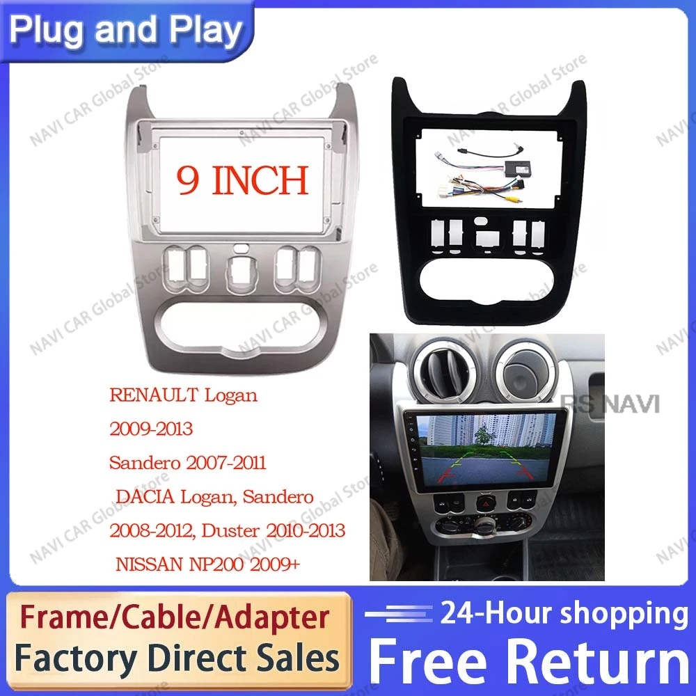 NAVI 2 din Car Radio Fascia for RENAULT Logan Sandero DACIA Duster Double din Radio Fascia Frame Adapter Panel Dash Trim Bezel