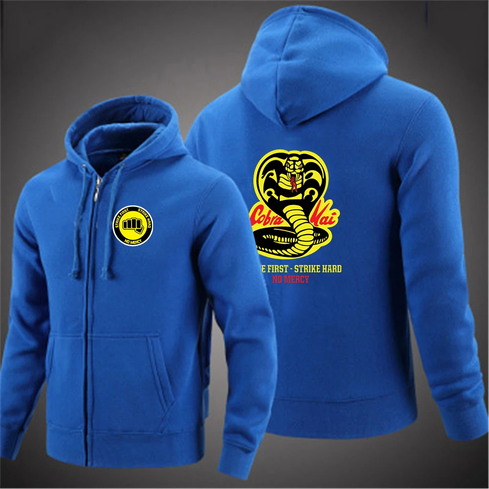 2024 Cobra kai Mens Fashion Hoodies Spring And Autumn Solid Color Zipper Pullover Comfortable Casual Harajuku Sweatshirts Tops