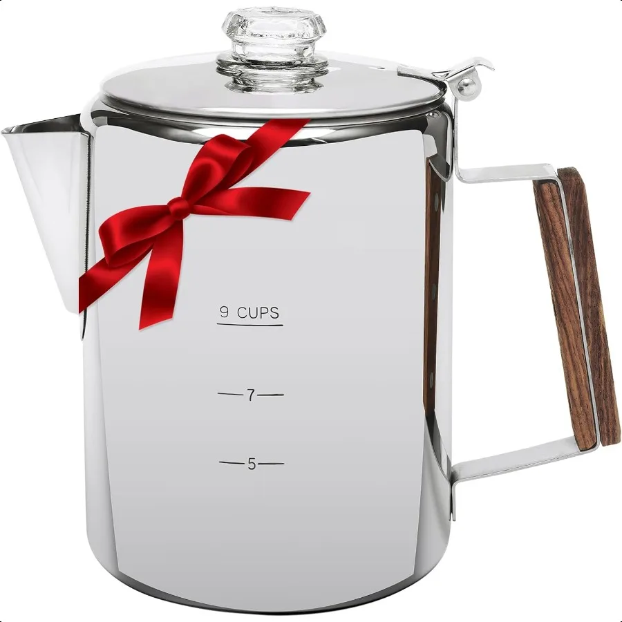 

Camping Coffee Pot Stovetop Coffee Maker Percolator Campfire Coffee Pot Stainl Steel Coffee Pot Camping Outdoors Home 9 Cup No