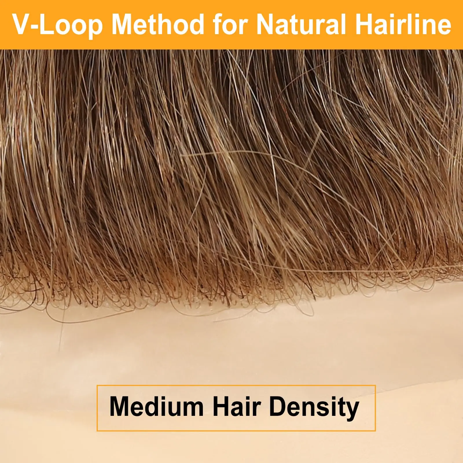 OCK Men's Ultra Thin Skin Toupee - Knotless Hand-Tied, 100% Human Hair Piece, 8"x10" Transparent PU Base