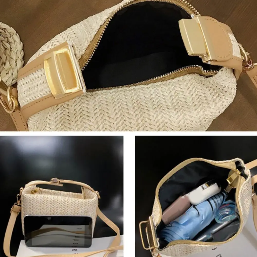 Straw Crossbody Bag For Women New Bohemian Small Knitting Summer Purse And Handbag Vacational Bucket Beach Bags