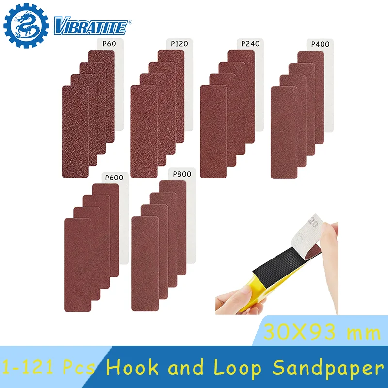 Mini gancio e anello per carta vetrata a mano fai-da-te da 3,5 x 1 pollice assortiti grana 60-800 1/31/61/121 pezzi per lucidare e levigare metallo auto legno