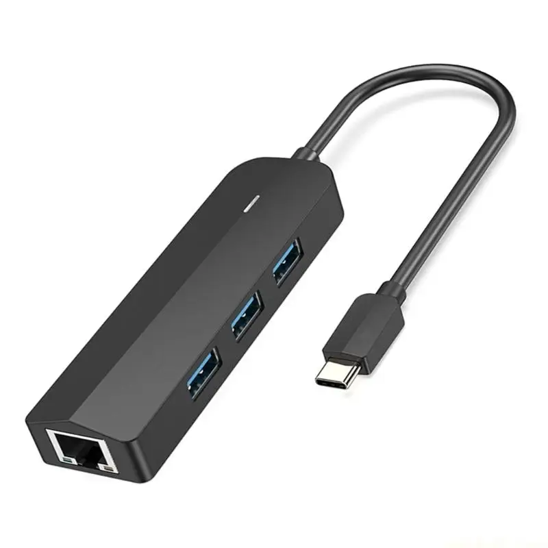 4Port USB Type C To Ethernet Adapter And 3 USB3.0 Port Multiple Function