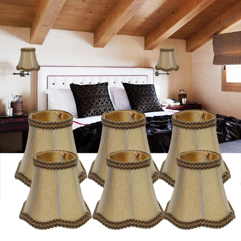 

6Pcs Household Fabric Lampshade Table Lamp Cover Accessory For E14 Chandelier Wall Light