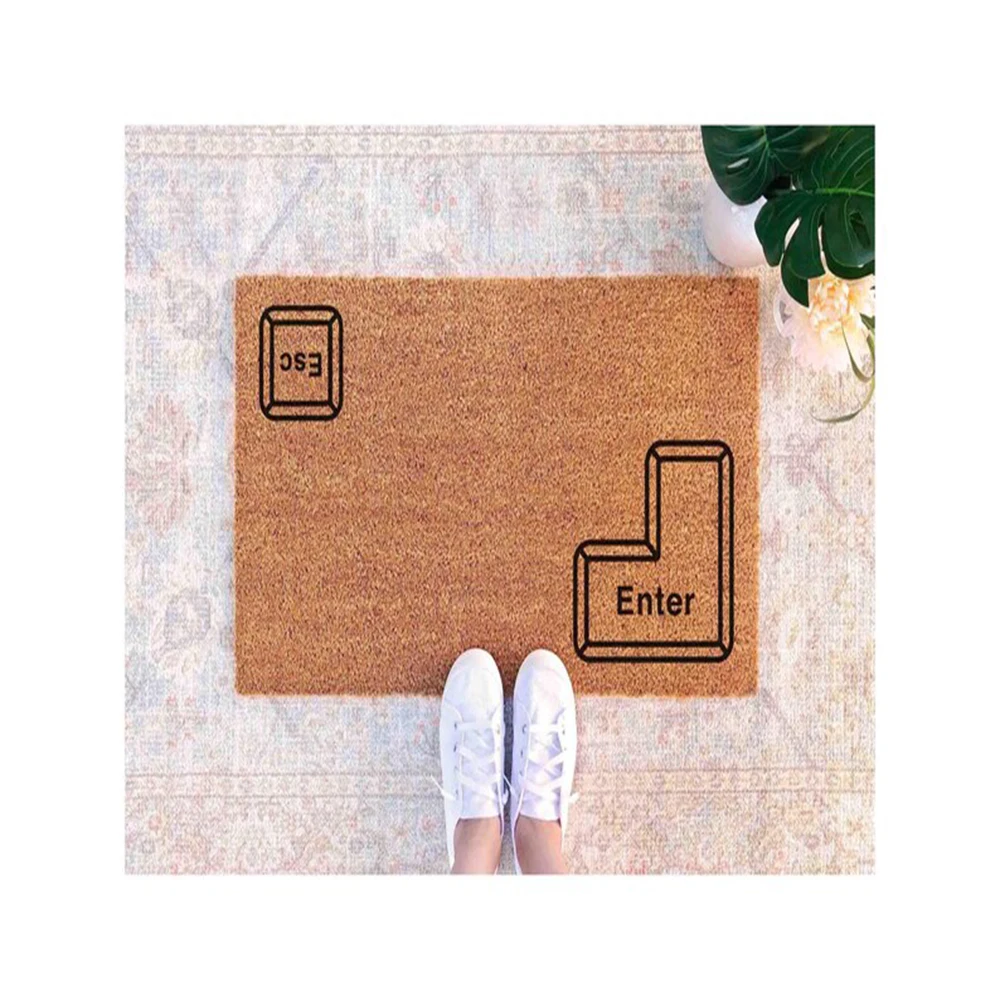 Funny Keyboard Design Doormat Enter Escape Coir-look Fiber Mat For Home Office Entrance Unique Decor Durable Absorbent Carpet