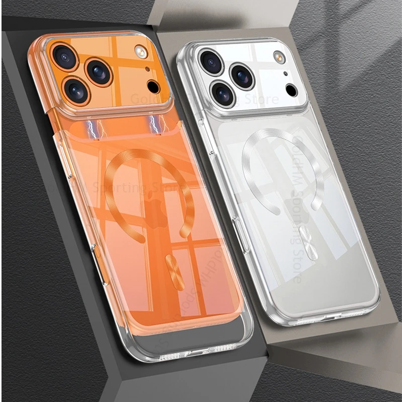 

For Magsafe Camera Splice Transparent Phone Case For iPhone Apple 17 Pro Max Magnetic Lens Protector Cover For iPhone 17 Pro Max