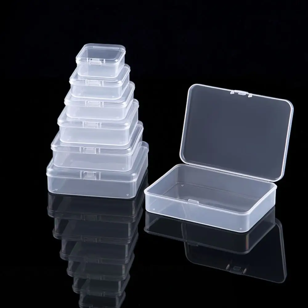 Portable Square Storage Box Transparent Plastic Jewelry Beads Container Durable Small Items Case Power Tools Holder