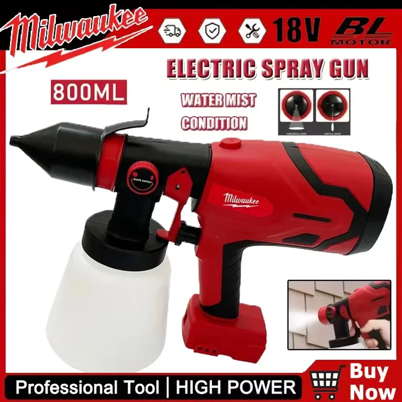 

Milwaukee беспроводной электрический пистолет-распылитель 800 мл красный автомобильная мебель распылитель краски со стальным покрытием, совместимый с аэрографом