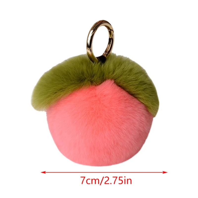 1Pcs Cute Furry Peach Keychain For Car Keys High Quality Fluffy Plush Fruit Keychain Kawaii Soft Fur Peach Keyring Bag Pendant