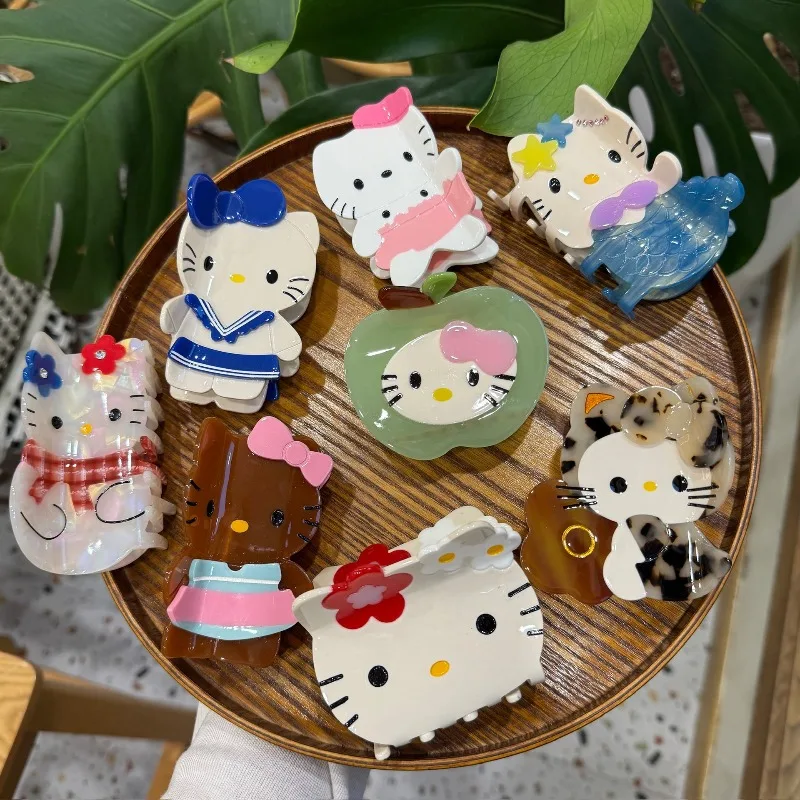 

Hello Kitty Hair Claw Clip Cute Hair Ornament Lovely Apple Kitty Cartoon Style Fashion Black Skin Kitty Decoration Girls Gifts