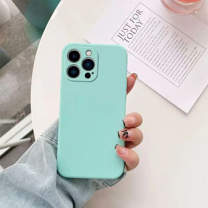 Flüssige Silikon-Handyhülle für iPhone 11 12 13 14 15 16 Pro Max 13 Mini 14 Plus 16e reine Farbe matte stoßfeste Rückseite – Detail 8