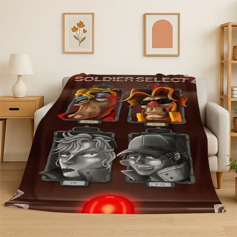 Retro Game Metal Slug Cartoon Flannel Blanket Soft Warm Throw Blanket for Bedroom Living Room Bed Travel Camping Picnic Gift