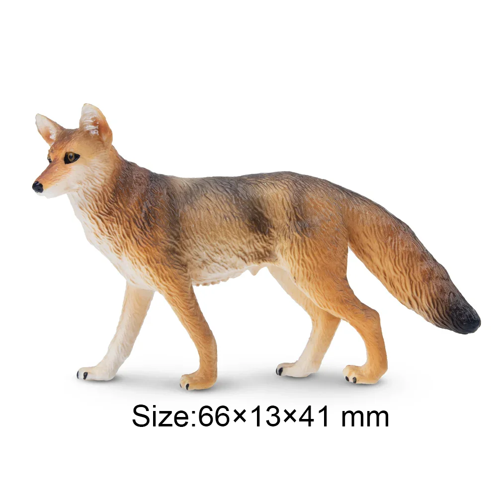 Toymany Simulation Coyote Wildlife  Animal Model Toy Mini Figures Dolls Action Figurines Toys Children Gift Cake Decoration
