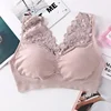 Soutien-gorge en dentelle sexy pour femme, sans coutures, sans armatures, push-up, rembourré, idéal pour le sport et la course. Haut bustier confortable. Débardeur.