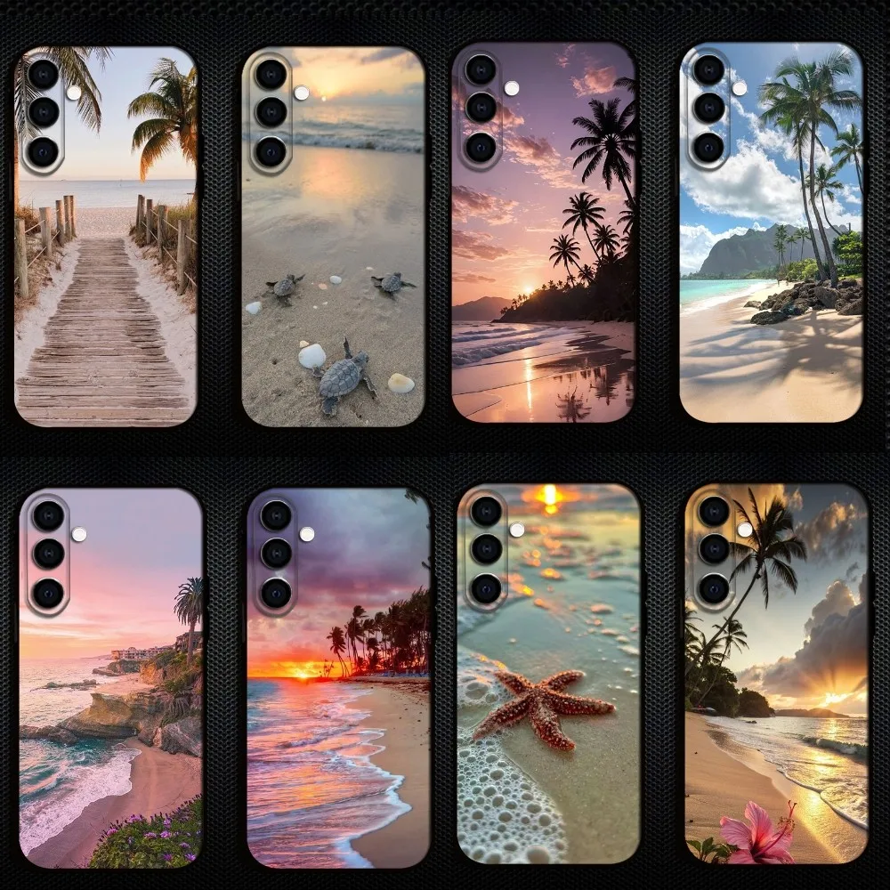 

beach Phone Case For Samsung Galaxy A73/A72/A71/A70/A53/A52/A51/Others Soft Black Shell