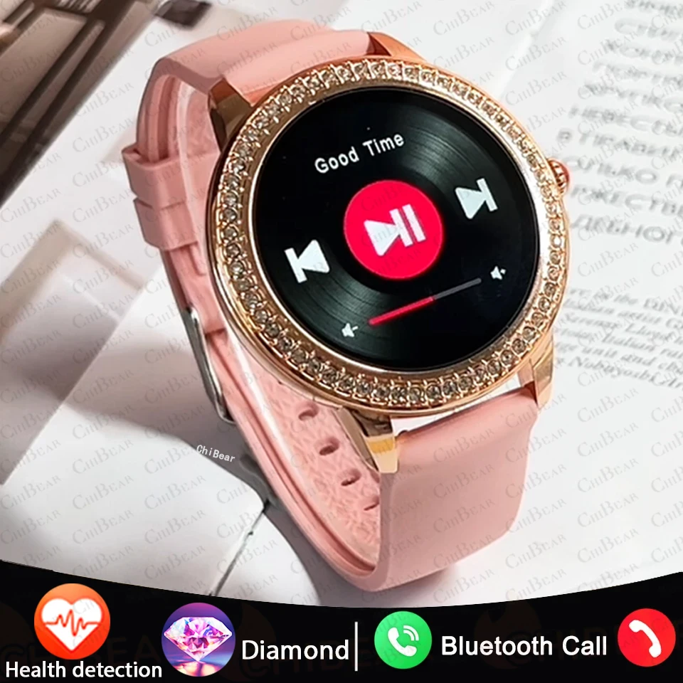 

ChiBear Fashion Women Smart Watch True Blood Oxygen 1.26Inch 360*360 HD Screen Diamond Bracelet Bluetooth Call Smartwatch Ladies