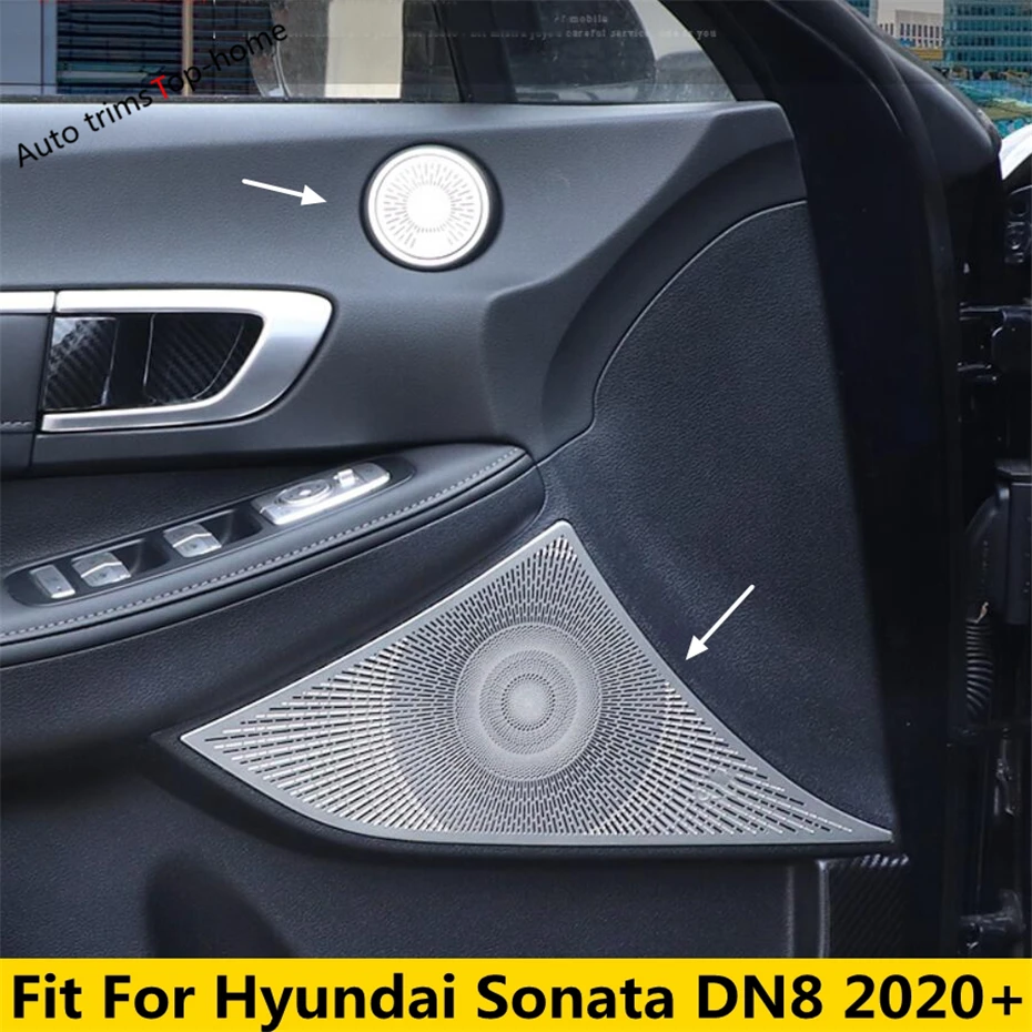 

Car Door Speaker Tweeter Loudspeaker Sound Pad Frame Cover Trim For Hyundai Sonata DN8 2020 -2022 Stainless Interior Accessories