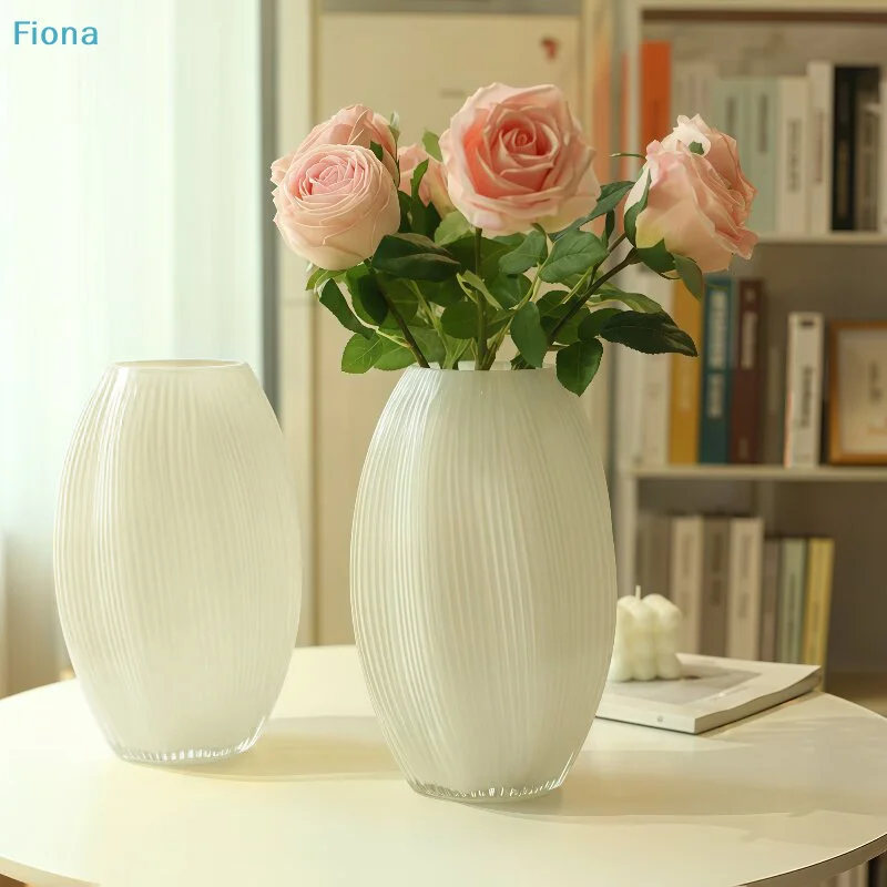 ✔White Textured Plastic Vase,Modern Ribbed & Twisted Flower Vases for Home Decor & Table Centerpieces