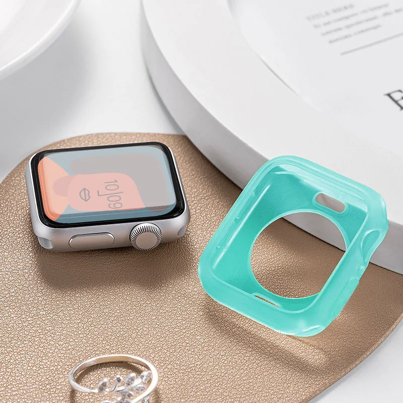 Compatible with Apple Watch Series 987654 soft TPU glow-in-the-dark case 40mm 41mm 44mm 45mm, no screen case