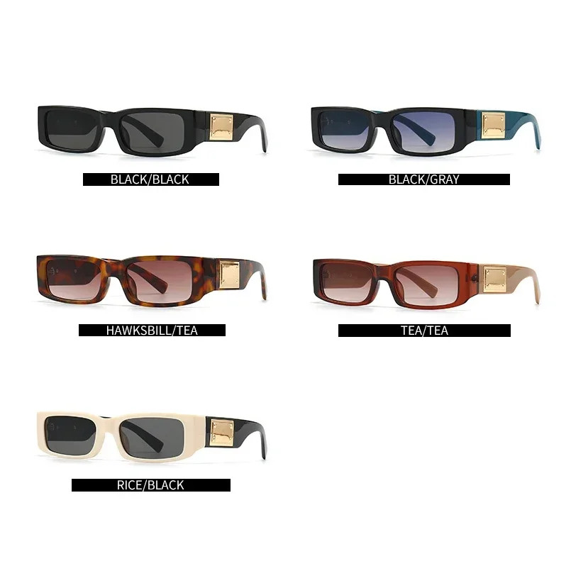 Luxury Brand Designer Small Frame Rectangle Sunglasses Women For Men Trend Punk Classic Sun Glasses Vintage Metal Square Shades