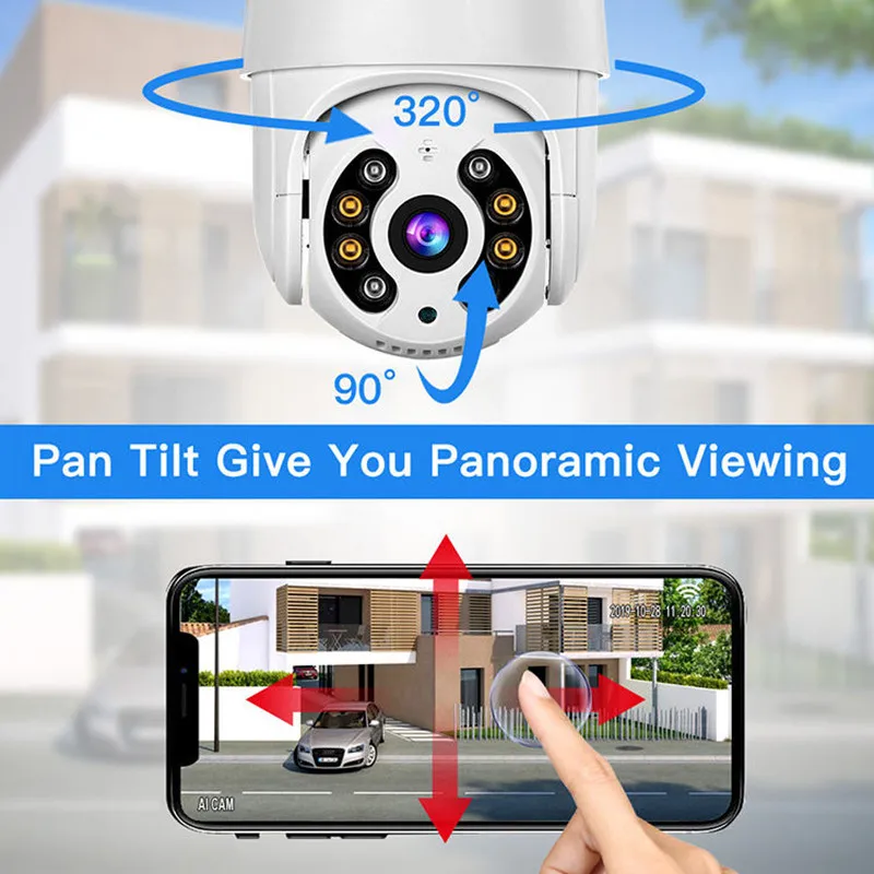 8MP 4K IP Wireless PTZ Camera HD Color Night Vision Wifi Camera 4X Zoom digitale Outdoor Ai Auto Tracking CCTV Surveillance Cam