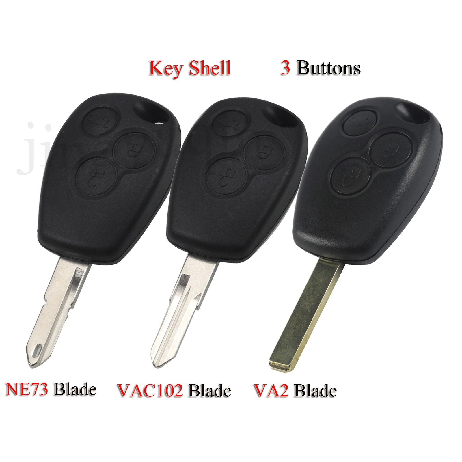 

jingyuqin 10PCS/Lot Car Key Shell For Renault Trafic Vivaro Duster Logan Fluence Clio Sande Megane 3Buttons Remote Case Cover