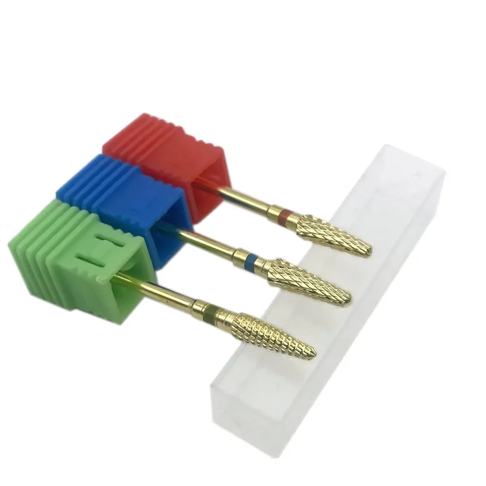 골드 텅스텐 카바이드 버 네일 드릴 비트 커터 전기 드릴 매니큐어 기계 손톱 액세서리 Puntas Para Drill Manicura