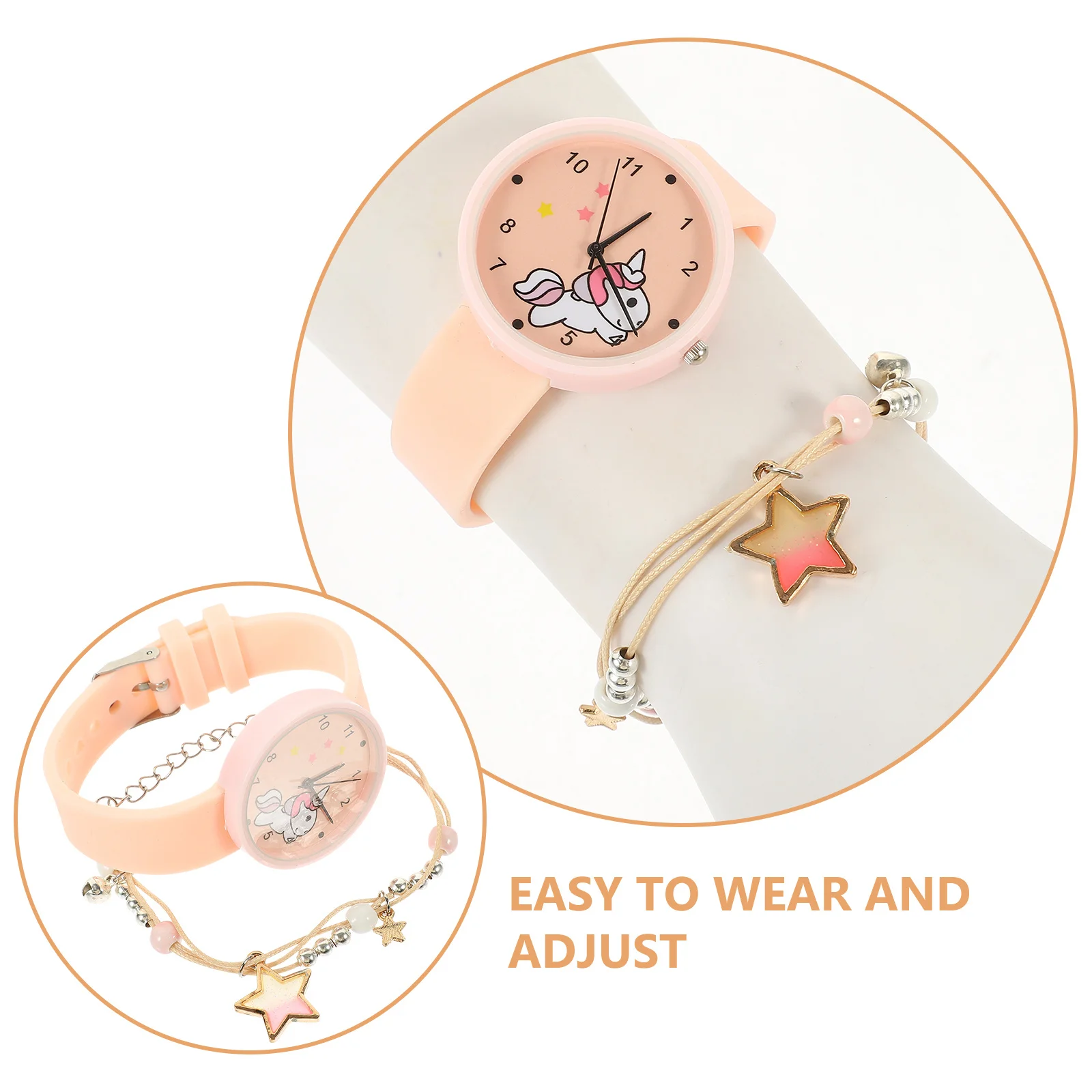 1 set Unicorn Watch Lightweight Cartoon Wristwatch For Time Learning Adjustable Band Gift For Students