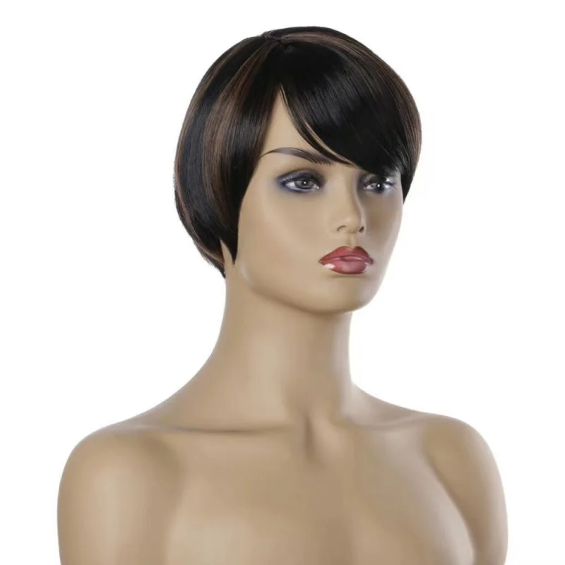 

Новый короткий женский парик в европейском и американском стиле, коричневый градиентный парик-каре с сеткой-розеткой