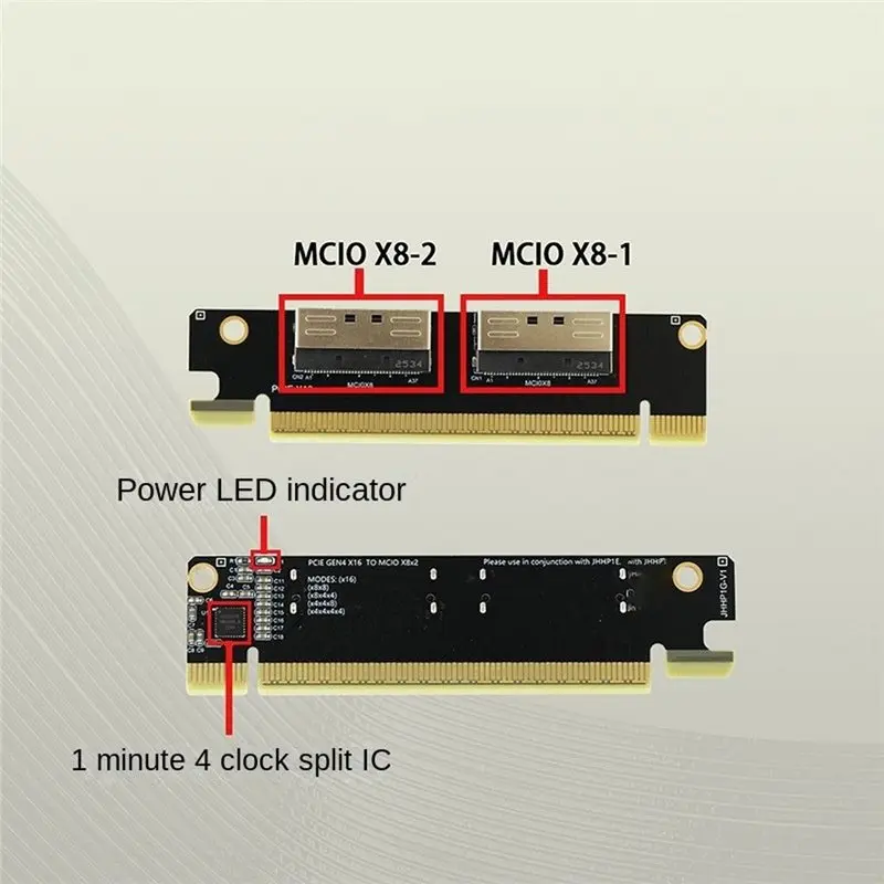 Reliable-X8 Dual MCIO Pcie 4.0 X16 To Pcie Bifurcation Splitter Card Adapter For GPU AI Training VFX Render Workstation,X8 Dual
