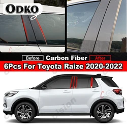 For Toyota Raize 2020-2022 Mirror Effect Car Window Door Column BC Pillar Post Cover Trim Carbon Fiber Black PC Material Sticker