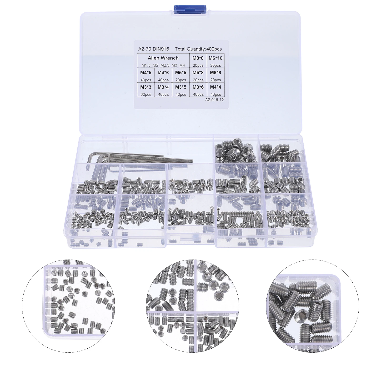 

Suite Allen Wrench Combination Grub Screws Assortment 304 Stainless Steel Small