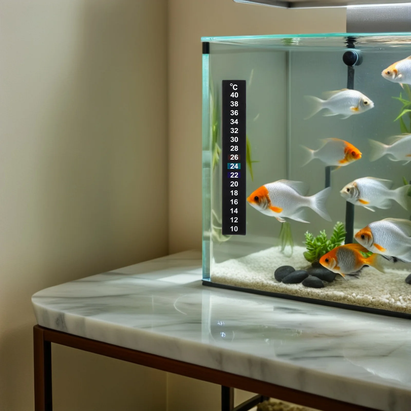 

12Pcs LCD Strip Thermometer - Reusable Temperature Control Stickers for Aquariums Terrariums Fish Tanks Jars Fermentation -