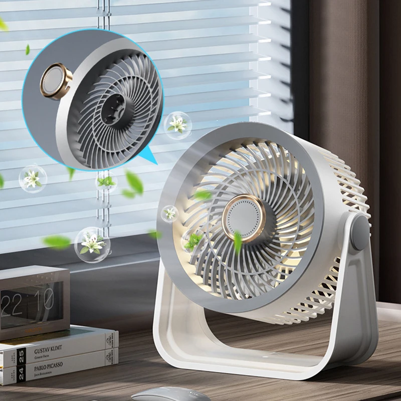 Desktop 3 Tingkat Pendingin Udara Sirkulasi Kecepatan Tinggi Terpasang Di Dinding USB Pengisian Ulang Kipas Pendingin Tanpa Bilah Dapur Rumah Kantor