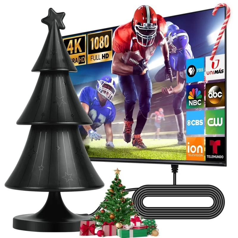 

VUELVE 2025 Christmas Tree TV Antenna Signal Enhance Supports 1080p 4K TV Digita Antenna for Smart TV Older TVS