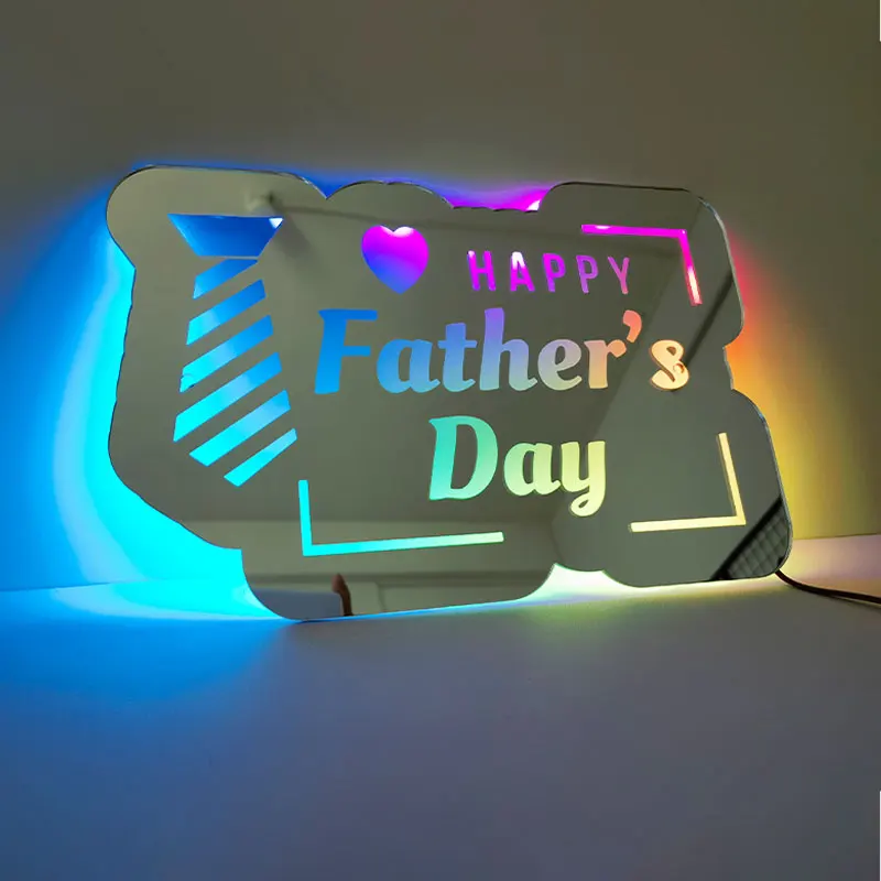 

Mirror Light Acrylic Luminous Up Name Mirrors 12 Color LED Name Illuminated Mirror Personalized Family Name Father's Day Gift