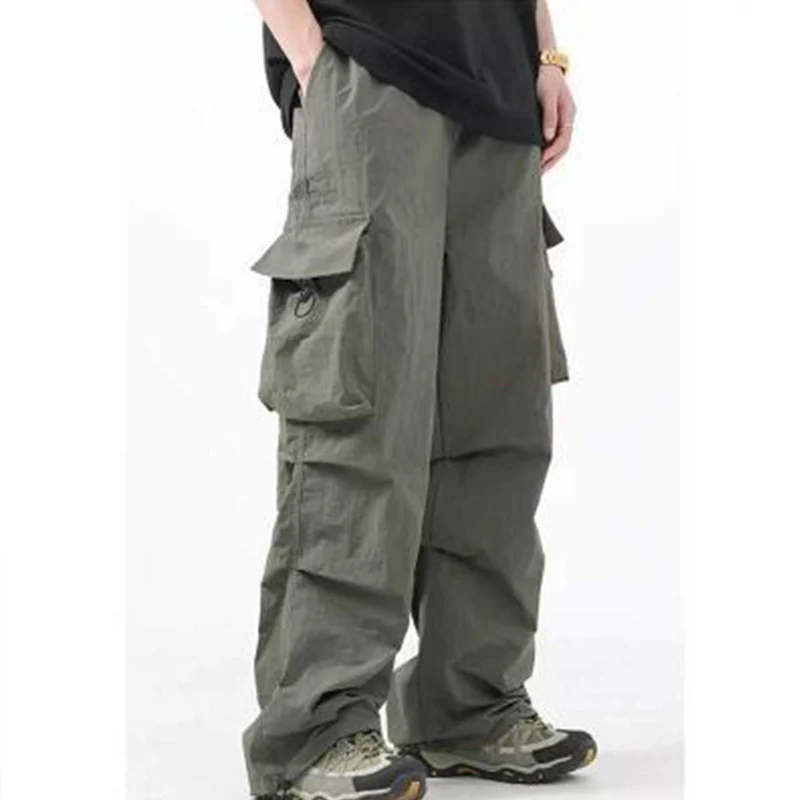 

Винтажные мужские износостойкие брюки-карго с несколькими карманами, свободные модифицированные уличные мешковатые брюки в стиле милитари, повседневные спортивные штаны для бега