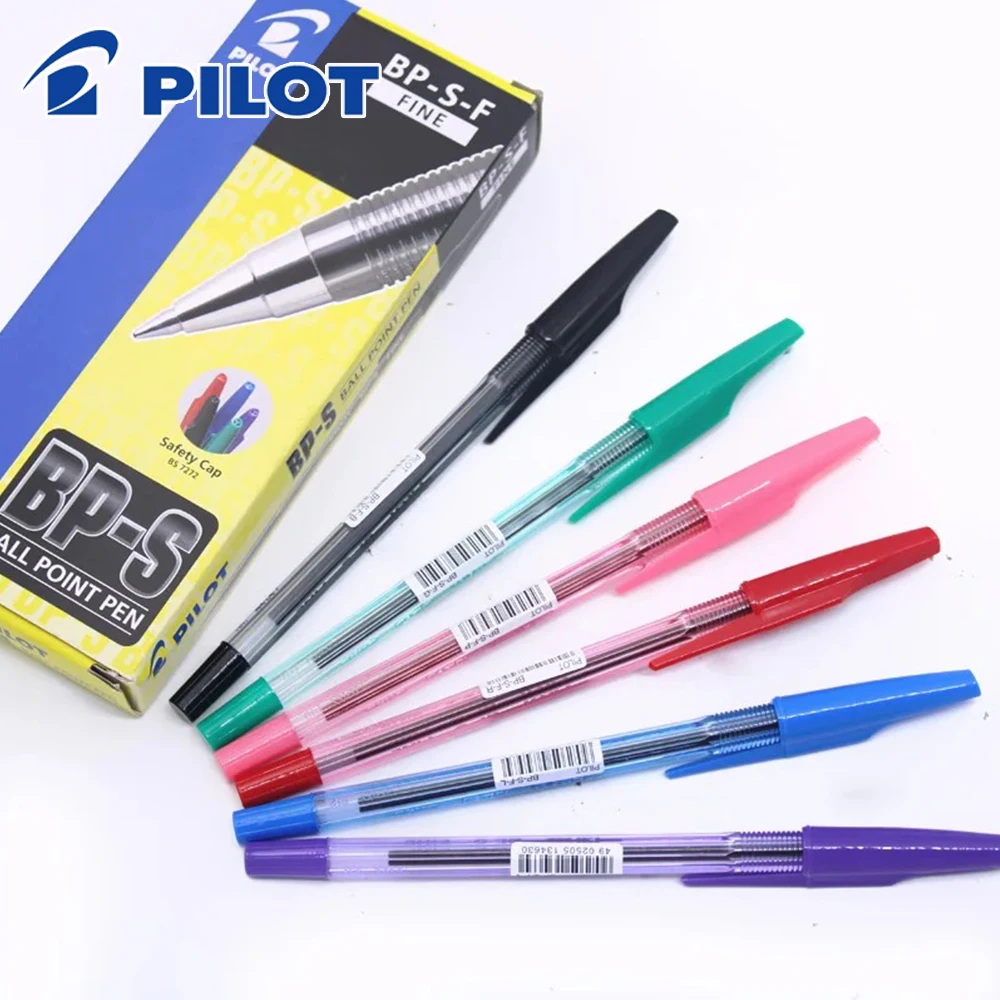 12pcs PILOT Ballpoint Pen BP-S-F Classic Colored Ballpoint Pen 0.7mm Smooth Writing School Office Supplies Japanese Stationery