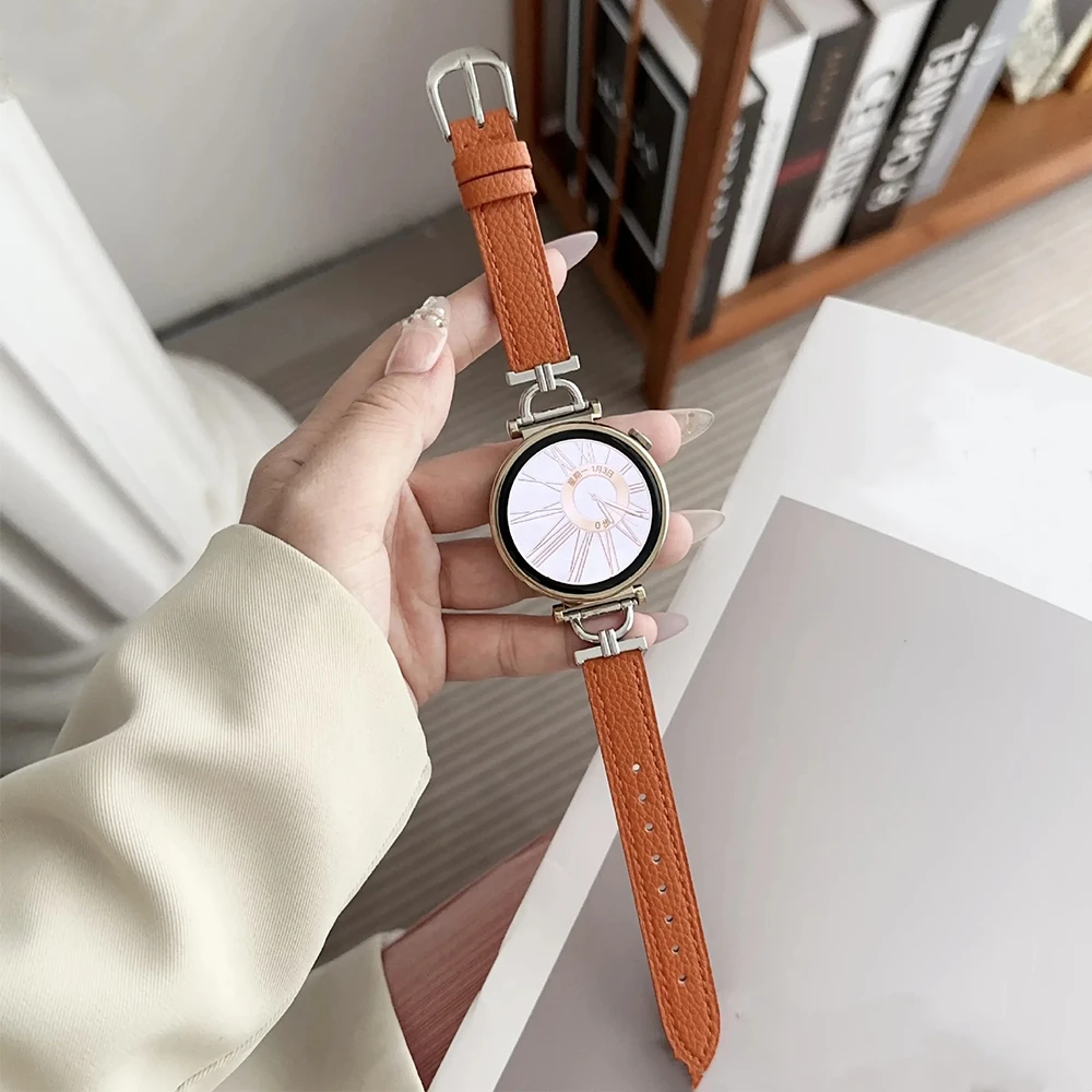 

18mm 20 22mm Women Leather Band For Huawei Watch GT 4 41mm Slim Watch Strap For Samsung Galaxy Watch 4 5 6 Girls Bracelet Correa