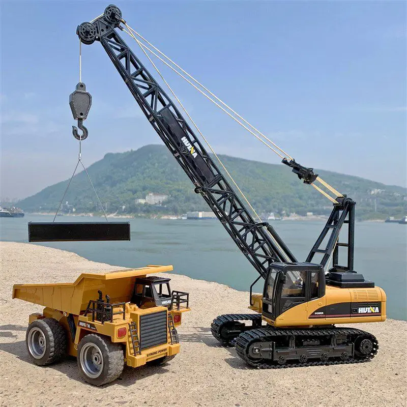 HUINA 1572 Rc Crane 1:14 Large Rc Truck Crawler Alloy Tractor 15 Ch Engineering Car 2.4Ghz Remote Controlled Car Toys for Boys