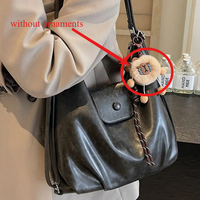 Vintage PU Leather Shoulder Bag for Women, Lightweight Large Capacity Handbag with ornaments Commute Shopping Backpack Purse